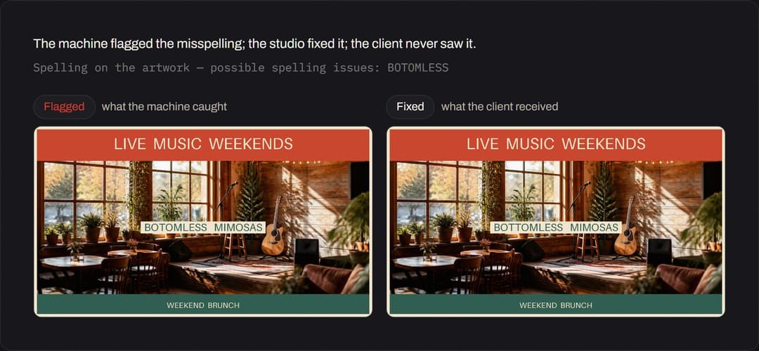 Real screenshot: Caught, fixed, compared — before your client saw it