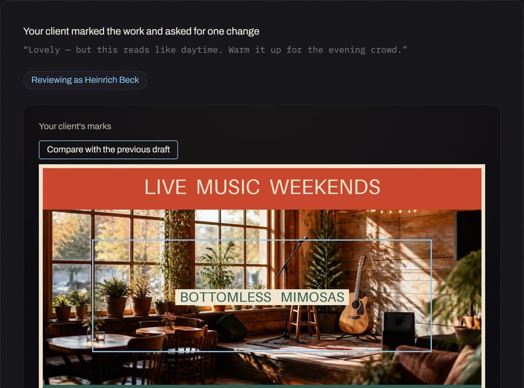 Real screenshot: One link for your client — no account